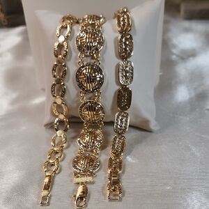 Set Of 3 14k Gold Filled Greek Key Bracelet Set